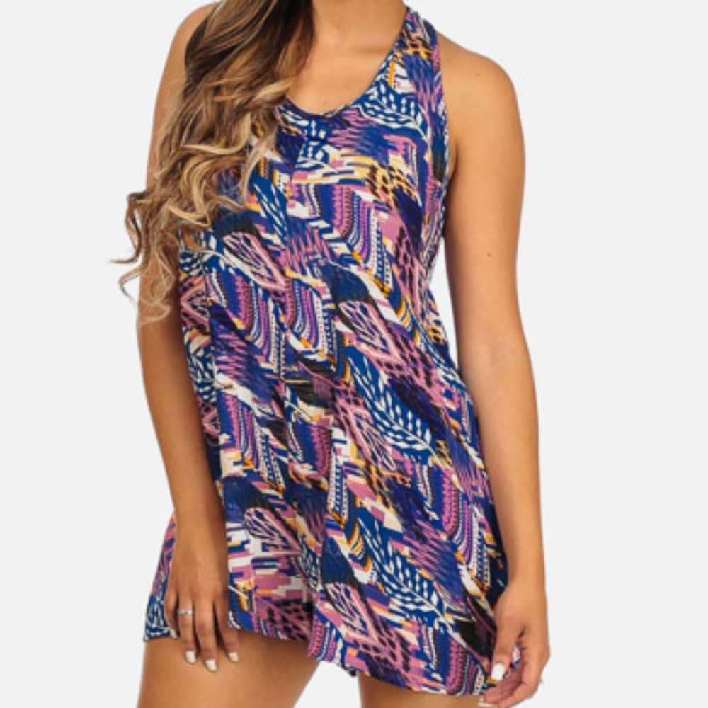 Women's Junior Multicolor open back printed Romper